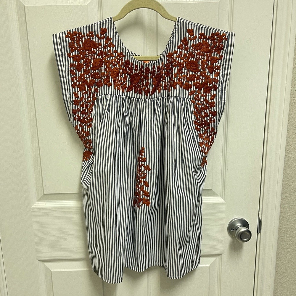Spirit Dress Striped Embroidered Top